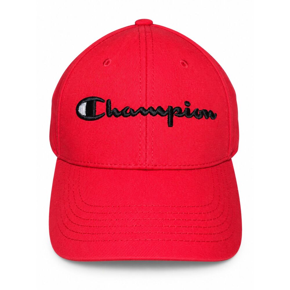 **Champion Red Embroidered Logo Adjustable Baseball Cap**